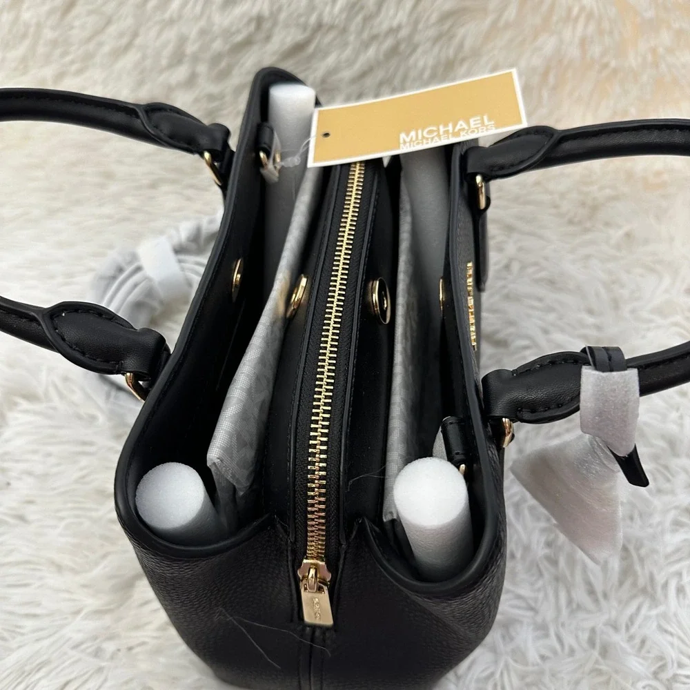 Michael‎ Kors Camille Black Small Pebbled Leather Satchel Crossbody New